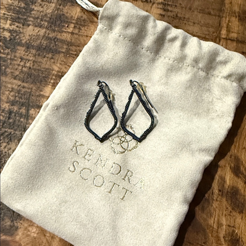 Kendra Scott Black Open Teardrop Earrings